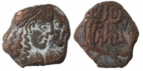 NABATAEA. Rabbel II, with Gamilat. AD 70-106. Ae (bronze, 2.56 g, 15 mm). Petra. Jugate, laureate busts of Rabbel and Gamilat, draped, right. Rev. Cro...