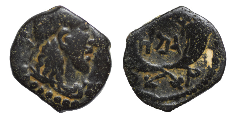 NABATAEA. Rabbel II, with Gamilat. AD 70-106. Ae (bronze, 2.06 g, 15 mm). Petra....