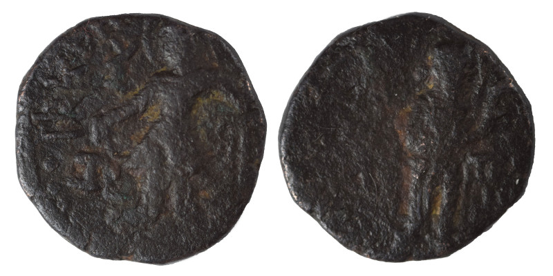 INDIA, Kushan Empire. Kanishka I, circa 127-152. Drachm (bronze, 4.37 mm, 17 mm)...