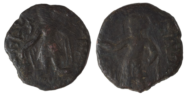 INDIA, Kushan Empire. Kanishka I, circa 127-152. Drachm (bronze, 3.74 g, 17 mm)....
