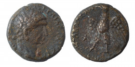 SYRIA, Seleucis and Pieria. Gabala . Trajan. 98-117. Ae (bronze, 1.39 g, 15 mm). Laureate head right. Rev. Eagle standing left, with wings spread; sta...