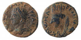 MESOPOTAMIA. Edessa. Elagabalus, 218-222. Ae (bronze, 3.19 g, 17 mm). AYTO KAIC M AYP Laureate head of Elagabalus to left. Rev. KOΛω MAΡ ЄΔЄCCA (or si...