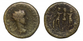 CILICIA. Anazarbus. Gordian III, 238-244. Ae (bronze, 8.36 g, 23 mm). Radiate, draped, and cuirassed bust right, seen from behind. Rev. The Three Grac...