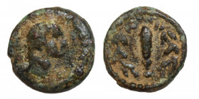 Uncertain. Ae (bronze, 1.12 g, 11 mm). Bust of Heracles right. Rev. Club in wreath. RPC 7212. Nearly very fine. Rare.