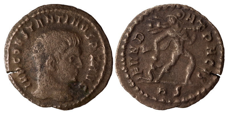 Constantine I, 307/310-337. Half Follis (bronze, 1.52 g, 18 mm), Rome, struck 31...