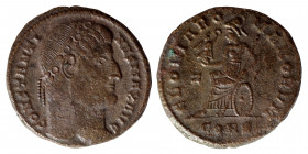 Constantine I, 307/310-337. Follis (Bronze, 3.54 g, 18 mm), Constantinople, 327-328. CONSTANTINVS MAX AVG Rosette-diademed head of Constantine I to ri...