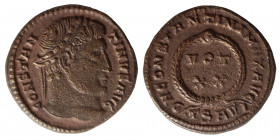Constantine I, 307/310-337. Nummus (bronze, 3.34 g, 19 mm) ,Thessalonica, struck 324; CONSTAN - TINVS AVG, laureate head r., Rev. D N CONSTANTINI MAX ...