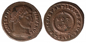 Constantine I, 307/310-337. Nummus (bronze, 3.34 g, 19 mm) ,Thessalonica, struck 324; CONSTAN - TINVS AVG, laureate head r., Rev. D N CONSTANTINI MAX ...