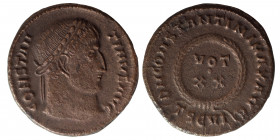 Constantine I, 307/310-337. Nummus (bronze, 3.01 g, 20 mm) ,Thessalonica, struck 324; CONSTAN - TINVS AVG, laureate head r., Rev. D N CONSTANTINI MAX ...