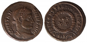 Constantine I, 307/310-337. Nummus (bronze, 2.99 g, 19 mm), Siscia. CONSTANTINVS AVG. Laureate head right. Rev. D N CONSTANTINI MAX AVG / BSIS. VOT XX...