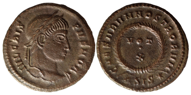 Crispus, Caesar, 316-326. Follis (bronze, 2.77 g, 19 mm), Siscia. IVL CRISPVS NO...