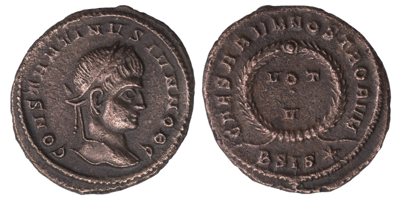 Constantine II, Caesar, 316-337. Follis (bronze, 3.07 g, 19 mm), Siscia. CONSTAN...