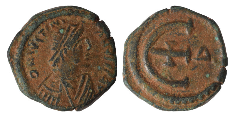 Justinian I, 527-565. Pentanummium (Bronze, 2.41 g, 16 mm), Theoupolis (Antioch)...