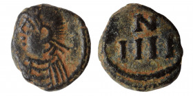 VANDALS. Municipal coinage of Carthage, circa 480-533. 4 Nummi (Bronze, 1.46 g, 10 mm), circa 523-533. Diademed, draped and cuirassed imperial bust to...
