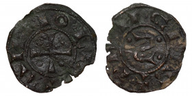 CRUSADERS. Antioch. Bohémond III, 1149-1163. Denier (Bronze, 0.62 g, 17 mm) +PRIN•CEPS, retrograde S flanked by four pellets. Rev. +ANTIO•hIA, cross p...
