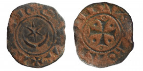 CRUSADERS. Antioch. Bohémond III, 1163-1201. Fractional Denier (Bronze, 0.94 g, 16 mm). +ANTIOCHIA Crescent above six-pointed star. Rev. +BOAMVNDVS Cr...