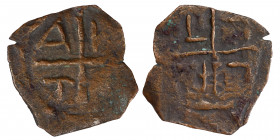 CRUSADERS. Antioch. Anonymous. Follis (Bronze, 0.42 g, 15 mm), circa 1250-1268. A/N/T/I in angles of long cross pattée. Rev. A/N/T/V (?) retrograde in...