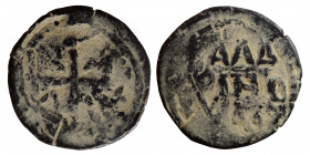 CRUSADERS. Edessa. Baldwin II, second reign, 1108-1118. Heavy Follis (Bronze, 6.66 g, 26 mm). BAΛΔ/OVINO/KOMH in three lines. Rev. Cross fleuronnée wi...