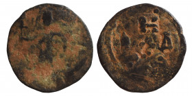 CRUSADERS. Edessa. Baldwin II, second reign, 1108-1118. Follis (Bronze, 4.25 g , 22 mm). Count Baldwin II, dressed in chain-armour and conical helmet,...