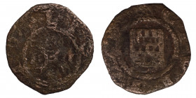 CRUSADERS, County of Tripoli. Bohémond IV of Antioch. 1187-1233. AePougeoise (bronze, 0.37 g, 13.50 mm). +CIVITAS City gate. Rev. TRIPOLIS St. Andrew'...