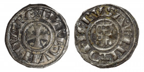CRUSADERS, Latin Kingdom of Jerusalem. Baldwin III. 1143-1163. Denier (billon, 1.03 g, 17 mm). BAL∂VInVS RЄX, cross pattée. Rev. + ∂Є IЄRVSALЄM, ‘Towe...