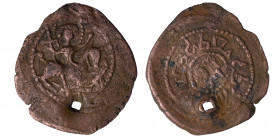 Anatolia & al-Jazira (Post-Seljuk). Saltuquids. Diya' al-Din Ghazi, circa AH 518-526 / AD 1124-1132. Fals (Bronze, 4.84 g, 28 mm). St. George, nimbate...