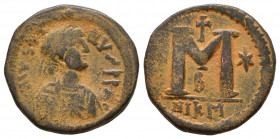 Byzantine Empire, Justinian. AD 527-565. AD. Ae
Reference:
Condition: Very Fine

Weight: 17.0 gr
Diameter: 30 mm
