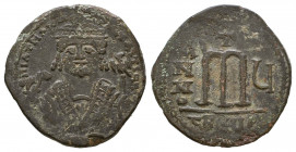 Byzantine Empire. Maurice Tiberius. 582-602. AE
Reference:
Condition: Very Fine

Weight: 11.2 gr
Diameter: 30 mm