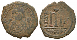 Byzantine Empire. Maurice Tiberius. 582-602. AE
Reference:
Condition: Very Fine

Weight: 12.0 gr
Diameter: 30 mm