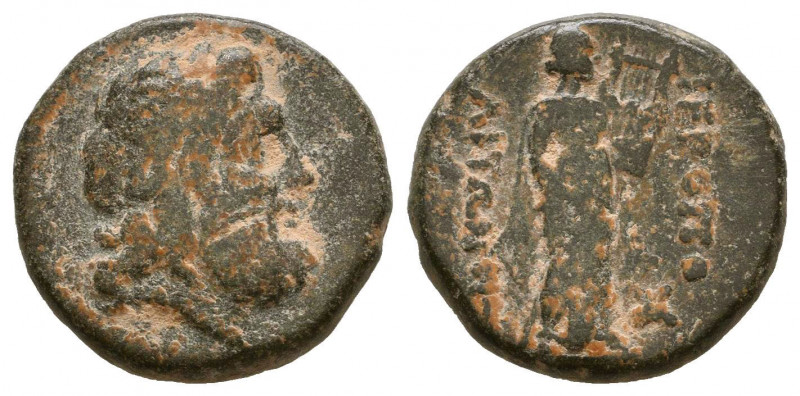 Greek Coins, Ae
Reference:
Condition: Very Fine

Weight: 4.5 gr
Diameter: 16 mm