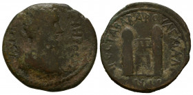 THRACE, Anchialus. Septimius Severus. AD 193-211. Æ . Statilius Barbarus, hegemon. Laureate, draped, and cuirassed bust right / City gate with closed ...