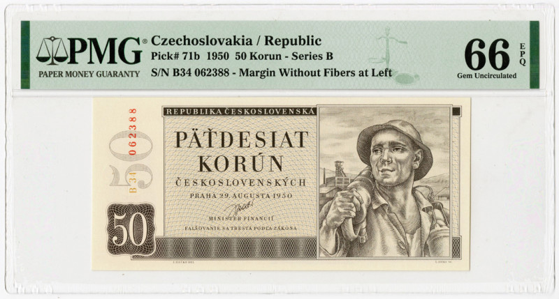 Republika Ceskoslovenska, 1950 Issued Banknote.
Czechoslovakia. 1950, 50 Korun,...