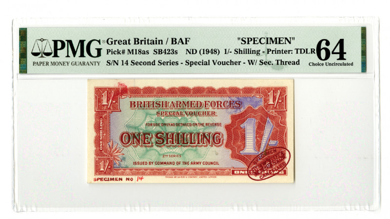 British Armed Forces Special Voucher. 2nd Series, ND (1948). Specimen Banknote....