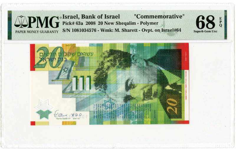 Bank of Israel, 2008 High Grade Commemorative Banknote
Israel. 2008. 20 New She...