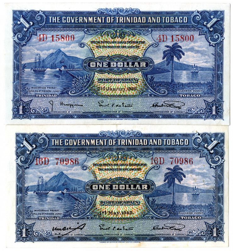 The Government of Trinidad and Tobago, 1939-42 Issued Banknote Pair
Trinidad & ...