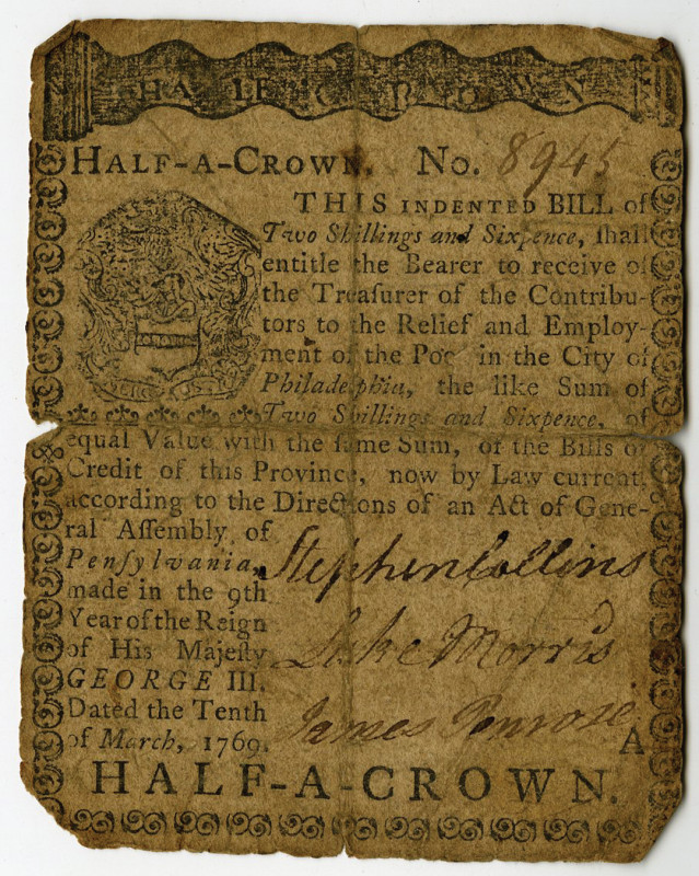 Pennsylvania Colonial Currency, March 10th, 1769 Issue
Philadelphia, Pennsylvan...