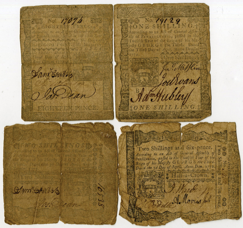 Pennsylvania Colonial Currency Quartet, April 3rd, 1772
Pennsylvania, April 3rd...