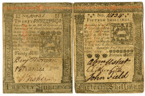 Pennsylvania Colonial Currency Pair, October 1st, 1773.