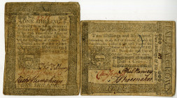 Pennsylvania Colonial Currency Pair, October 25th, 1775 Signed by Richard Humphreys