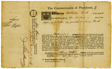 Commonwealth of Pennsylvania, 1794 Issued Land Deed Signed by Thomas Mifflin
