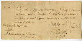 Revolutionary War Connecticut, 1776 Handwritten Promissory Note for Sickness Leaving Camp as a Soldier