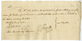 Revolutionary War Connecticut, June 7, 1776 Handwritten Promissory Note Signed by Oliver Ellsworth