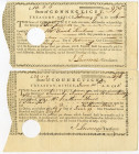 State of Connecticut, 1785-86 Treasury Office Note Pair Signed by John Lawrence