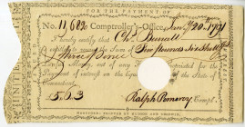 Connecticut Comptroller's Office, 1791 Issued Payment