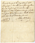 Handwritten Receipt Mentioning John Suffern and New Emission Money