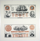 Eastern Bank of Alabama & Kansas Valley Bank, 1850-60's (1994 Reprint Proof From ABN Obsolete Banknote Set) Uncut Pair of Proof Banknotes