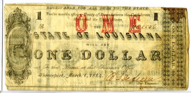 Louisiana. State of Louisiana, 1864, Obsolete Banknote
