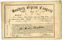 Southern Express Co. 1863 Package Shipment Receipt