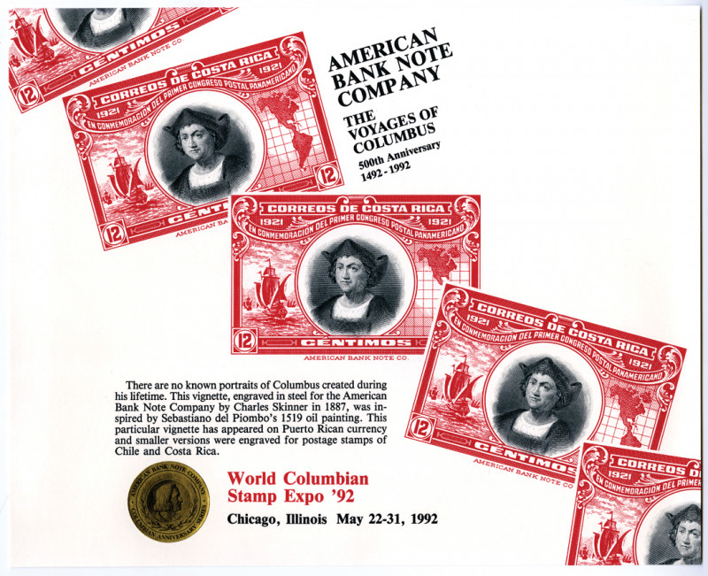 World Columbian Stamp Exposition. 1992. Souvenir Cards.
Chile & Costa Rica, 199...