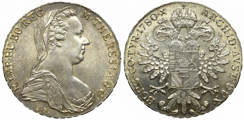Austria, Marie Theresia, Thaler 1780 - restrike Piękny egzemplarz z doskonale za...
